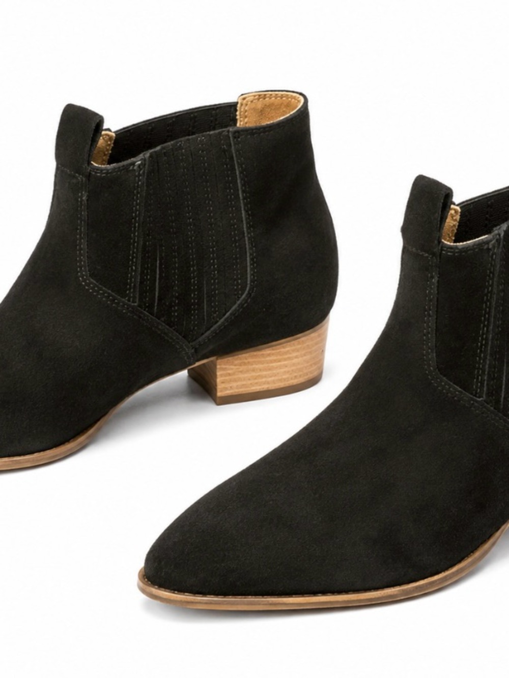Hush Puppies Black Suede Chelsea Ankle Boots with Wood Heel